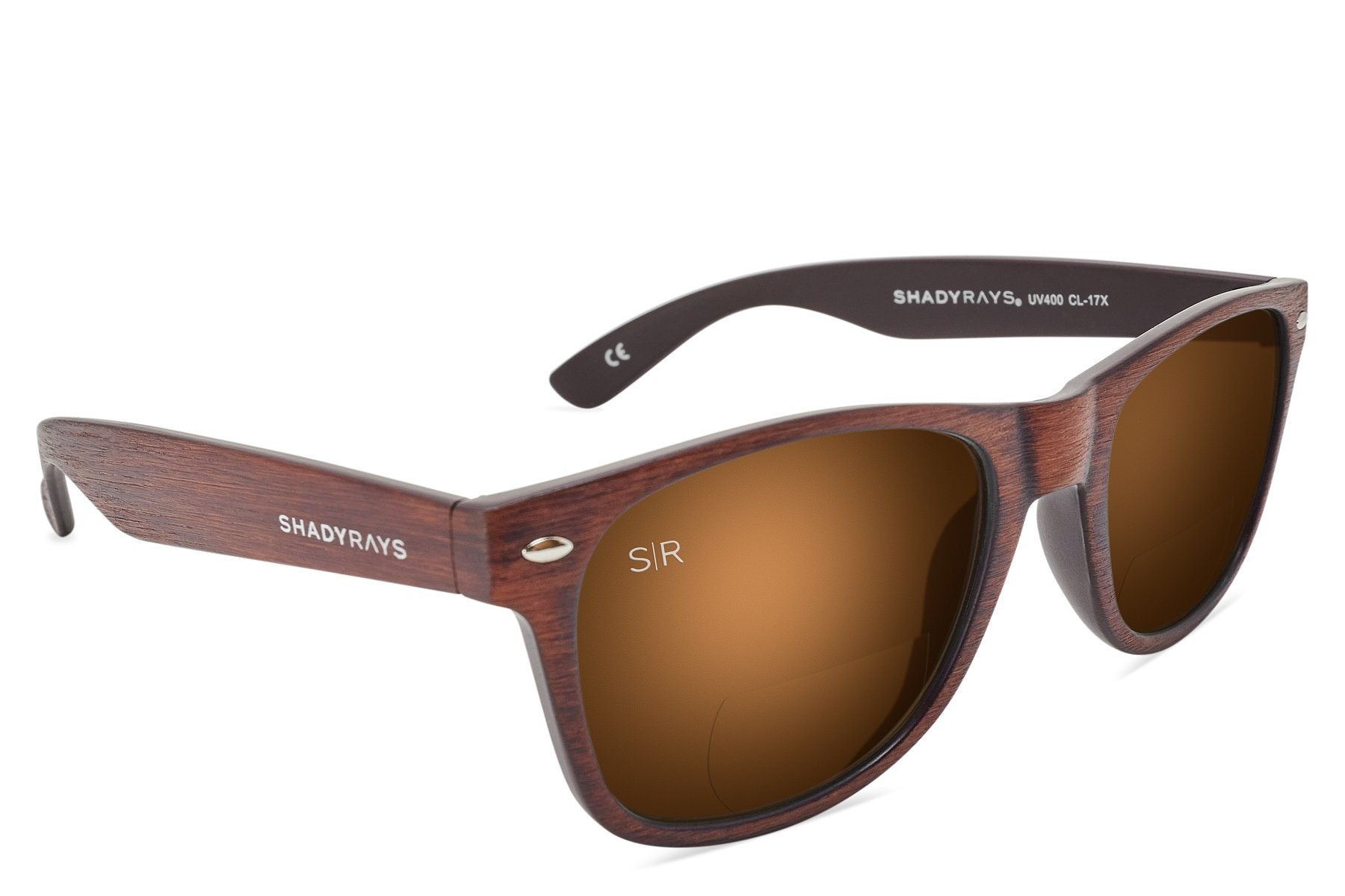 Classic Timber Readers +2.5 - Amber Woods Reading Sunglasses Shady Rays 